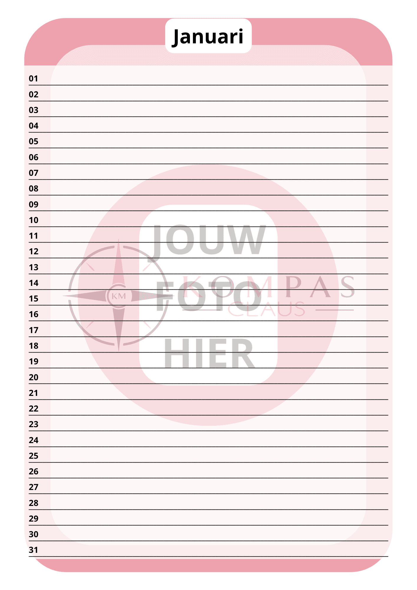 Verjaardagskalender - gepersonaliseerd