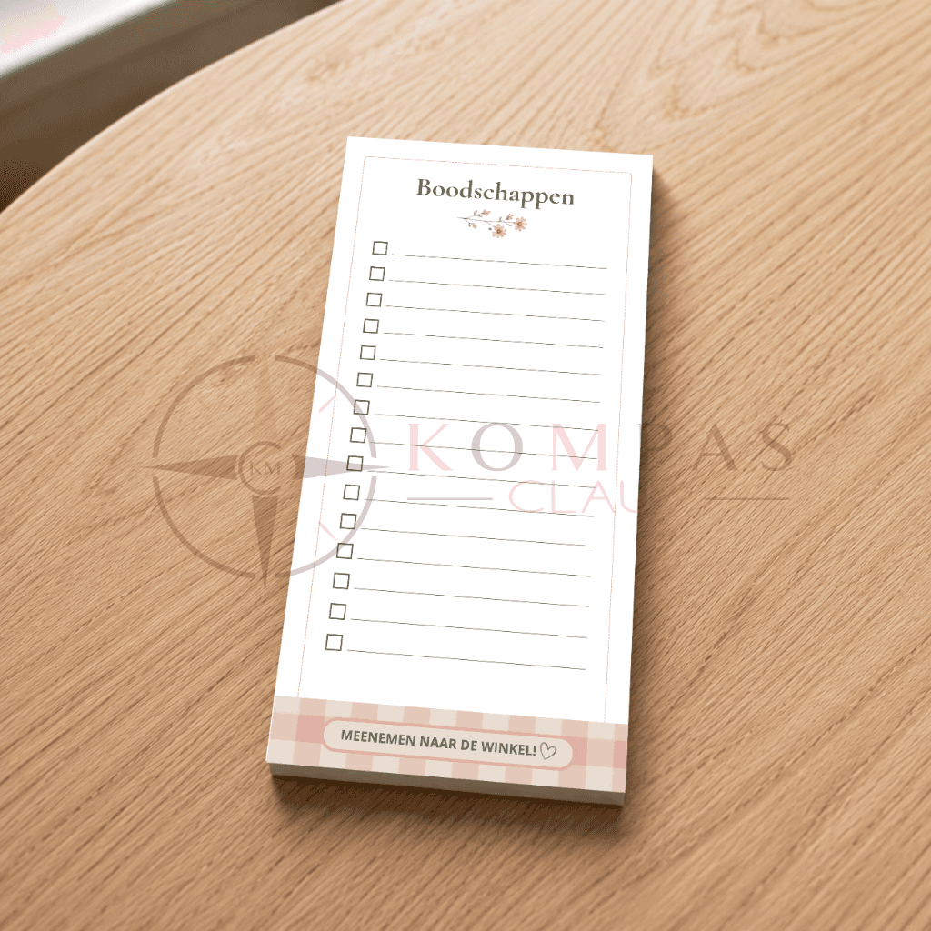 Boodschappenlijstje - Cozy met roze ruitjesmotief - 108 x 215 mm